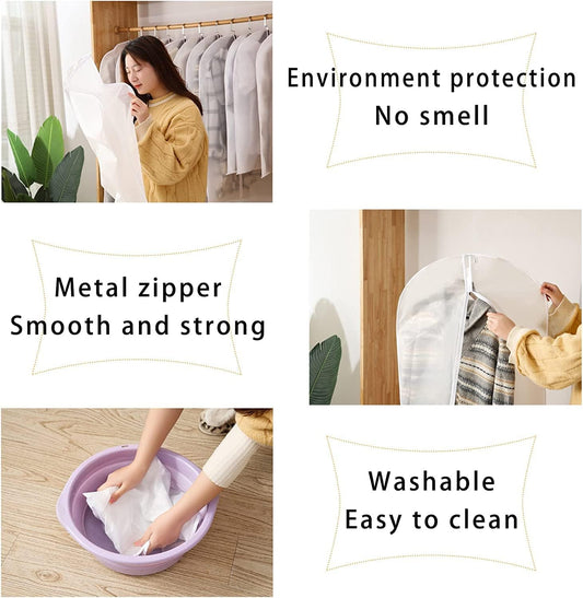 Garment Bag Suit Bag, 5 Pack Coat Cover Clothes Storage Bags Garment Dust Cover Bags with Zipper for Coat V1259-DP01-A-2571