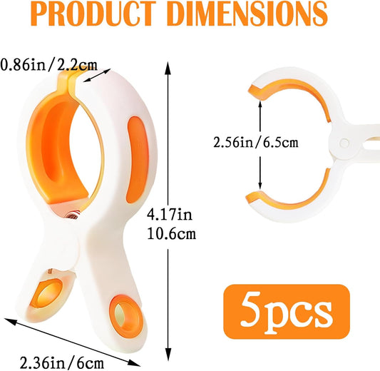 5 Pcs Beach Towel Clips for Beach Chairs, Plastic Towel Pegs Towel Holder, Windproof Clothes Pins Outdoor V1259-DP01-A-2611