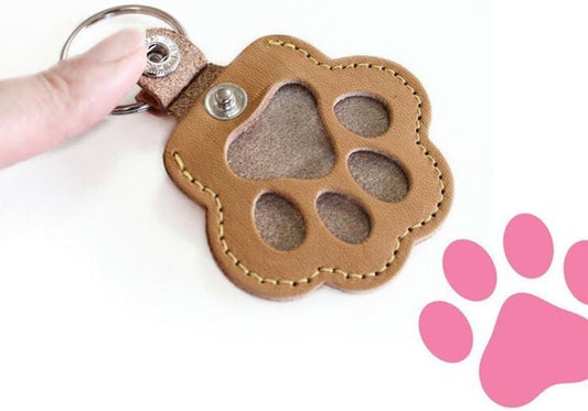 Pet Hair Storage Bag 3pcs Leather Cat Paw Keychain Portable Pet Hair Memorial Keepsake Keyring for Pet V1259-DP01-A-2622