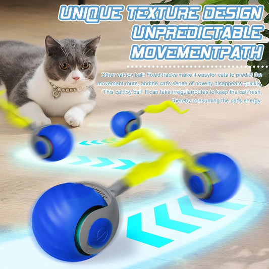 Speedy Ball with Tail Cat Toy, Smart Interactive Toy for Bored Indoor Cats 2 Speeds, Automatic Cat Rolling V1259-DP01-A-2686