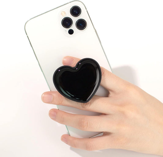 Heart-Shaped Phone Grip and Stand, Black V1259-DP01-A-2730