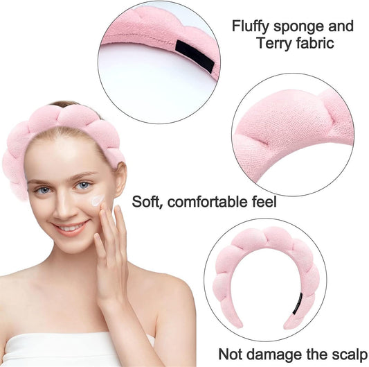 Soft Spa Headband for Women and Girls, Non-Slip Hair Band for Face Washing, Makeup, Shower, Pink V1259-DP01-A-2737