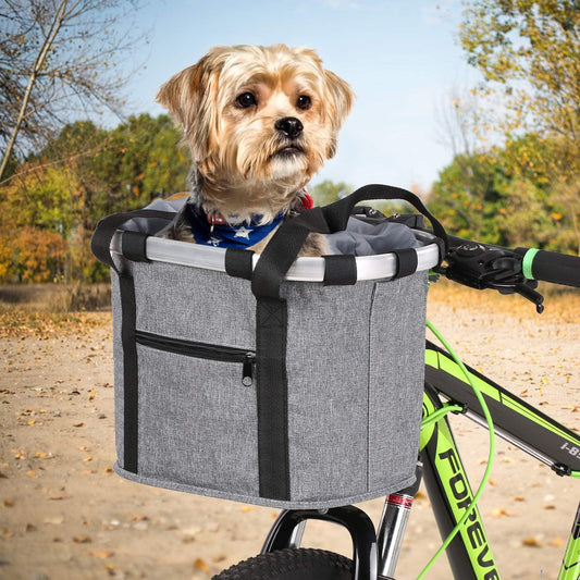 Stylish Aluminum Alloy Bicycle Basket - Black Purple Coffee Grey - 34x28x25cm - 6kg Capacity - Oxford Cloth - V1259-DP01-A-2776
