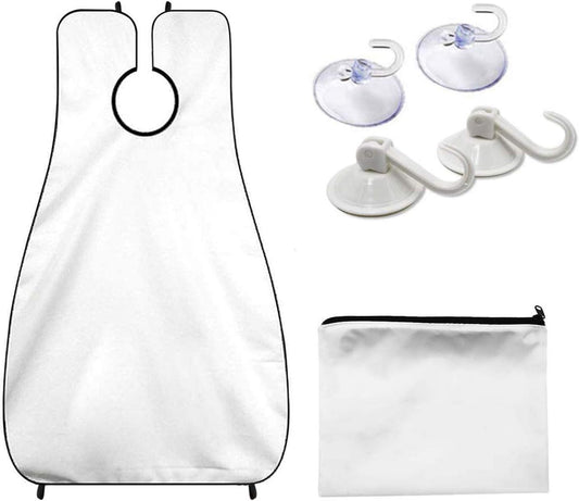 Polyester Fiber Beard Apron with Suction Cups and Storage Pouch, White or Black Option V1259-DP01-A-2814