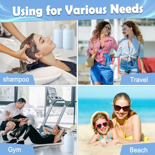 6 PCS Shampoo Travel Bottles, 200ml Refillable Travel Bottles Set for Toiletries,Empty Plastic Squeeze V1259-DP01-A-2832