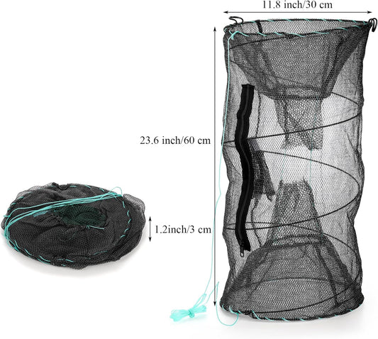Set of 2 Fishing Bait Trap, Crab Trap Minnow Trap, Crawfish Trap, Collapsible Cast Net, Foldable Fishing Net V1259-DP01-A-2877