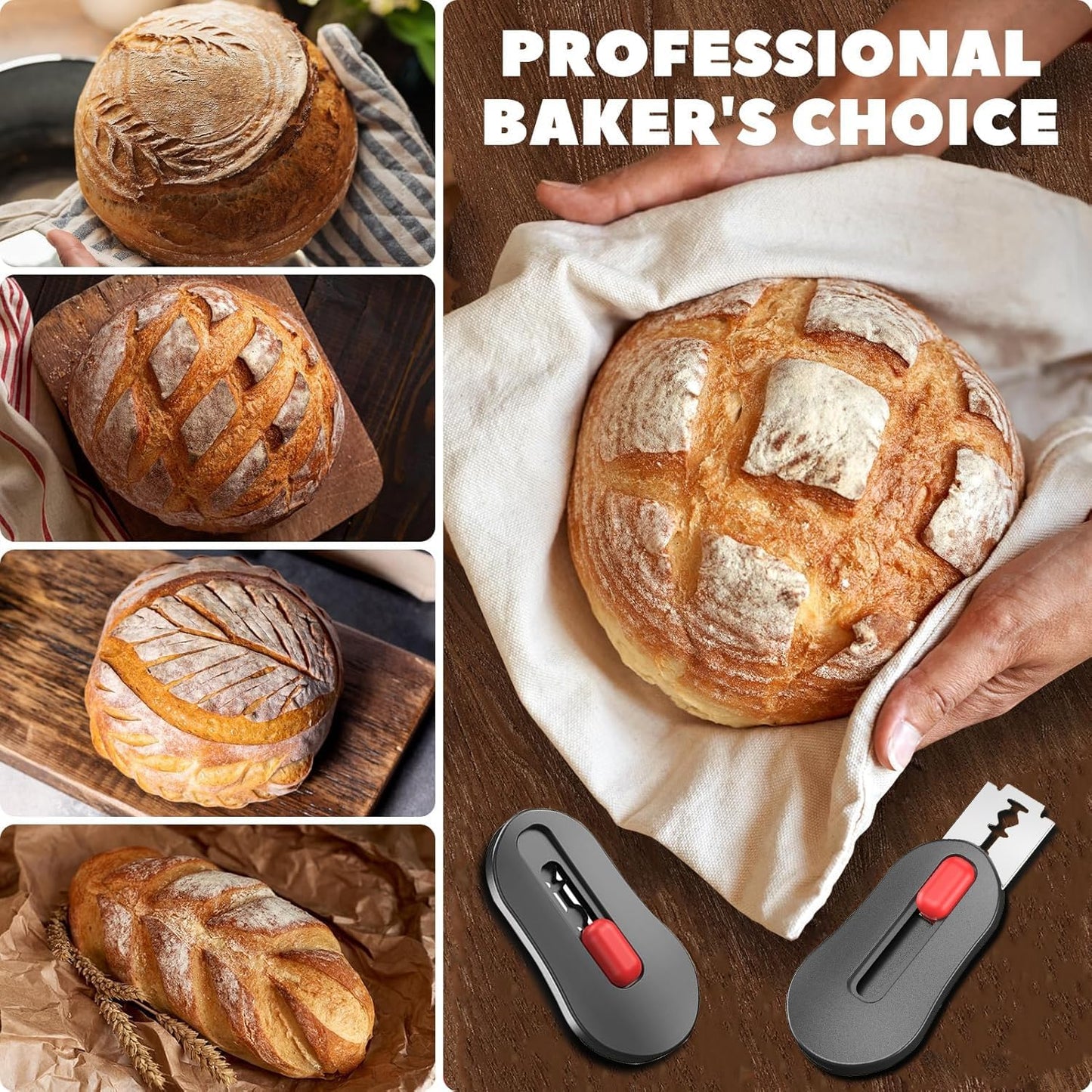 (2 Packs) Bread Lame Dough Scoring Tool with Telescoping Feature, Professional Bread Lame for Bread Scoring V1259-DP01-A-2886
