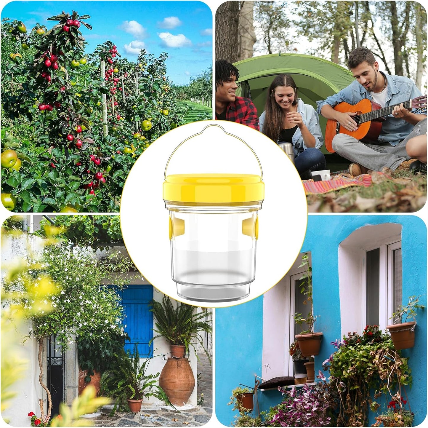 2pcs Wasp Trap, Yellow Hornet Bee Traps Catcher with Hanging Non-Toxic PP Plastic Jacket Traps for V1259-DP01-A-2906