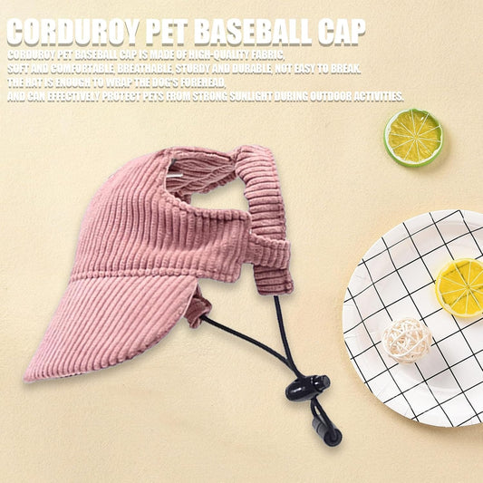 Dog Baseball Cap, Dog Cat Summer Beach Visor Hat with Ear Holes, Adjustable Puppy Sunbonnet Headdress (Pink, V1259-DP01-A-2927