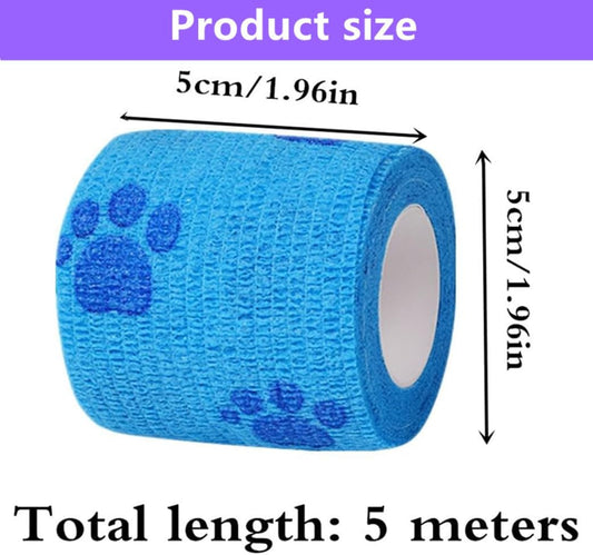 4 Rolls Pet Self Adhesive Bandage, Pet Vet Wrap Tape Waterproof Non-Woven Cohesive Gauze Rolls for Dog Cat V1259-DP01-A-2940