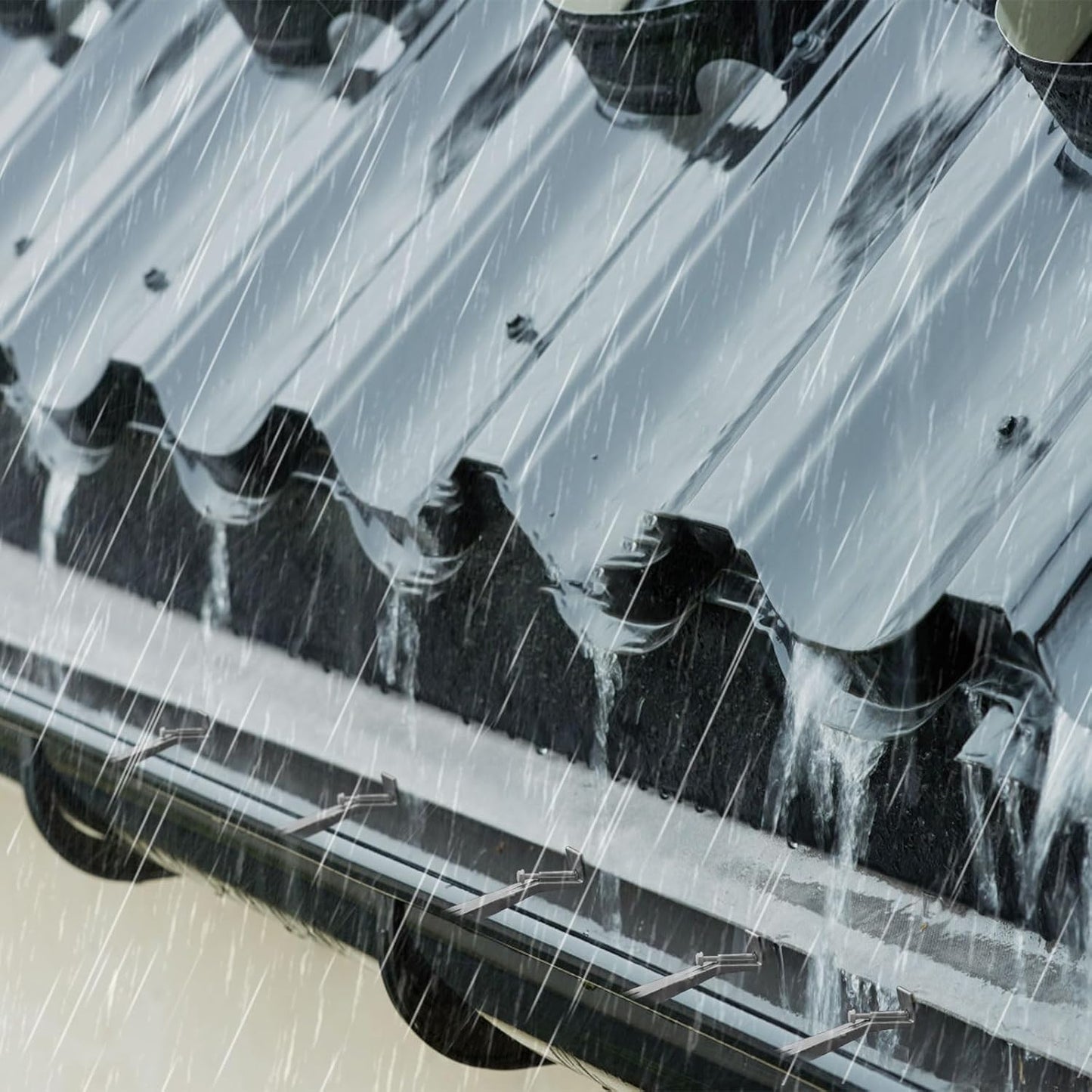 25 Pack Gutter Hangers, 5 Inch Gutter Guard with Speed Screw and Clip, Hidden Rain Gutter Bracket Support, V1259-DP01-A-2958