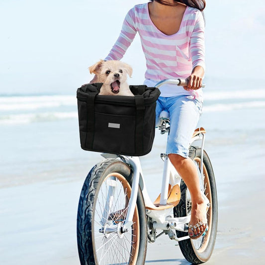 Bike Basket, 10kg Storng Bearing Foldable Bike Front Basket, Removable Dog Carrier for Handlebar, Machine V1259-DP01-A-3016
