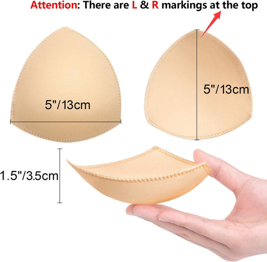 Bra Pads Inserts 6 Pairs, Bra Cups Inserts, Removable Breast Enhancers Inserts for Women (Beige, Black, White) V1259-DP01-A-3084