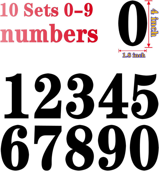 4 Inch Numbers Sticker, (0-9, 5 Sets) Modern Number Vinyl Waterproof Number Self Adhesive Sticker for Signs, V1259-DP01-A-3094