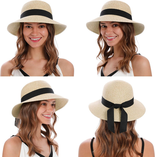 Women's Sun Hats UV Protection Large Wide Brim Hat Women Packable Sun Hat for Women Straw Hats V1259-DP01-A-3107