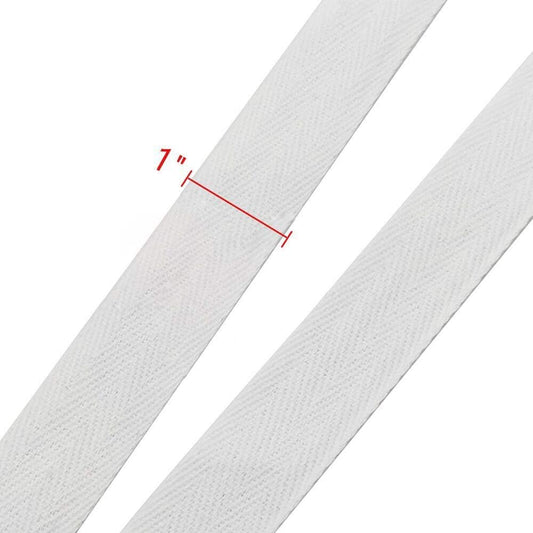 Natural Cotton Twill Tape 50 Yards 1 Inch Bunting Bias Tape Herringbone Webbing Tape Roll for Apron Sewing V1259-DP01-A-3130