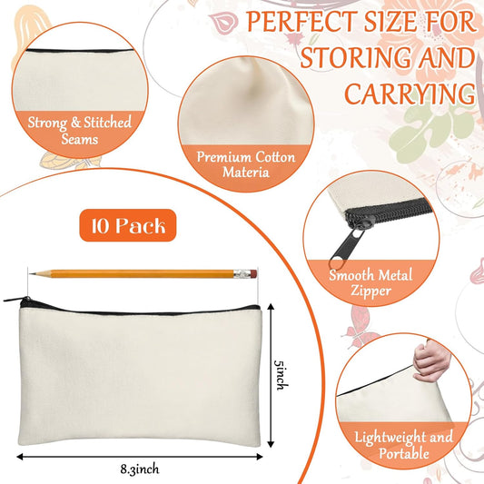Blank DIY Craft Case Blank Makeup Bags- Canvas Pencil Pouch Bulk Cosmetic Bag Multi-Purpose Travel Toiletry V1259-DP01-A-3135