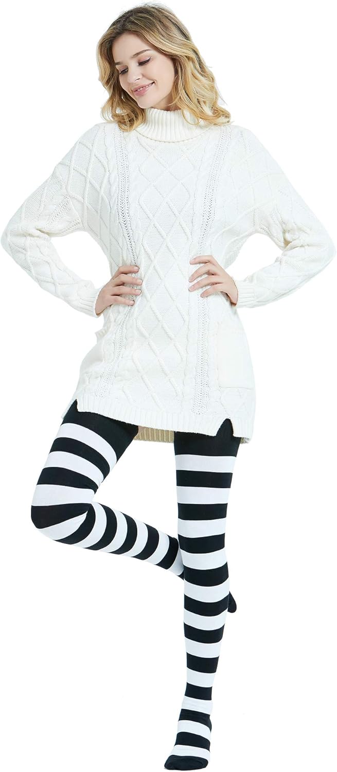 Extra Long Cotton Stripe Thigh High Socks Over the Knee High Socks V1259-DP01-A-3163