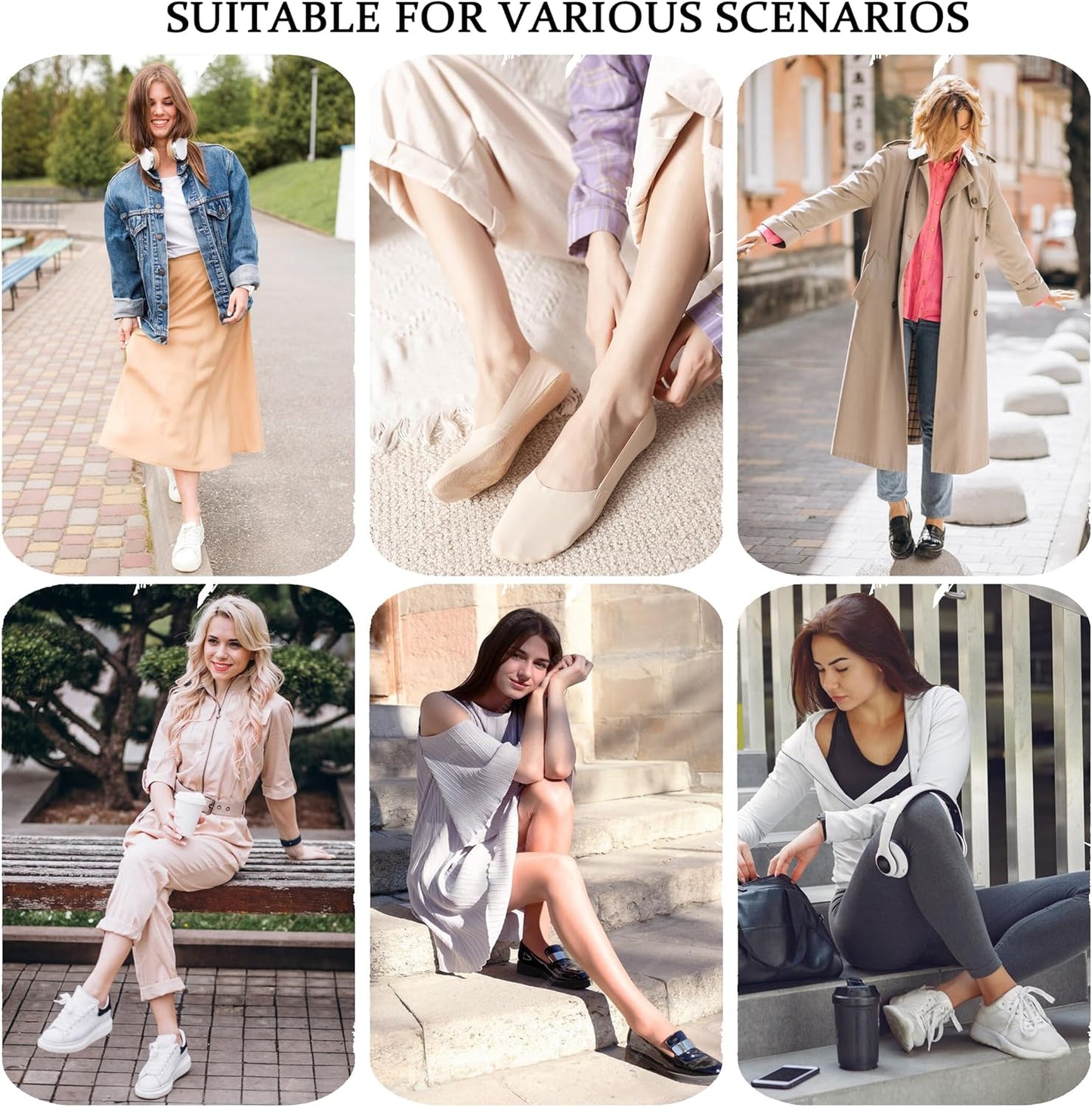 6 Pack No Show Socks Women Thin Socks Low Cut Liner Socks Non Slip Invisible for Flats Boat V1259-DP01-A-3174