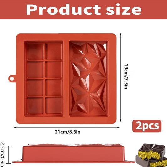 2 Pcs Chocolate Bar Mold, Non-Stick Chocolate Silicone Molds, Deep Chocolate Bar Candy Molds for Filling, DIY V1259-DP01-A-3239