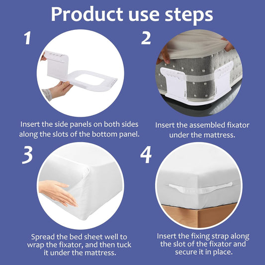 4 PCS Bed Sheet Holder with Lock Strips, Heavy Duty Bed Sheet Corner Fastener, Removable Bed Sheet Holder, V1259-DP01-A-3255