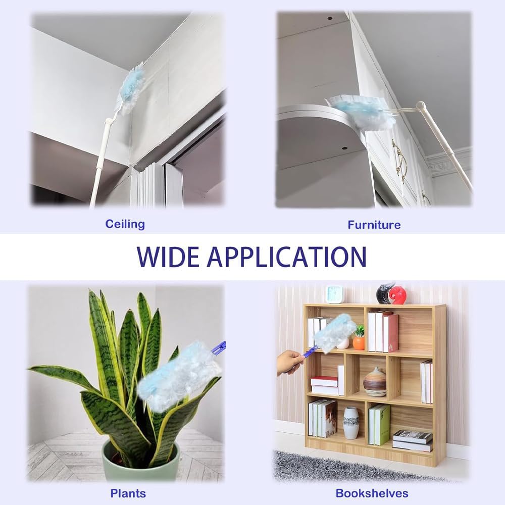 40 Pack Disposable Duster Refills Kit Compatible with Swiffer Dusters 180 Degree Extendable Handle Dusters V1259-DP01-A-3287