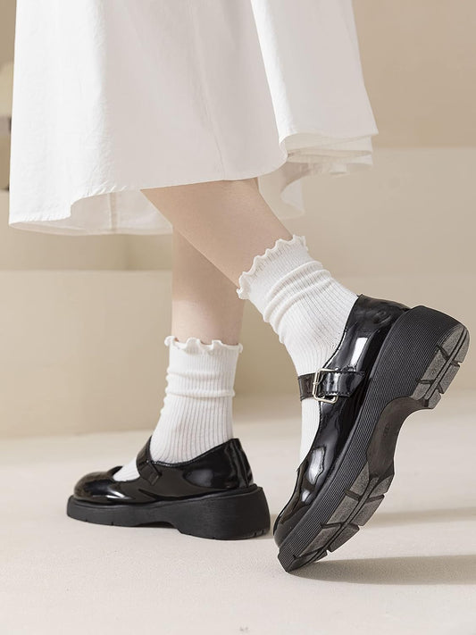 Womens Ruffle Socks Cute Frilly Ankle Socks Quarter Crew Socks for Women Girl V1259-DP01-A-3296