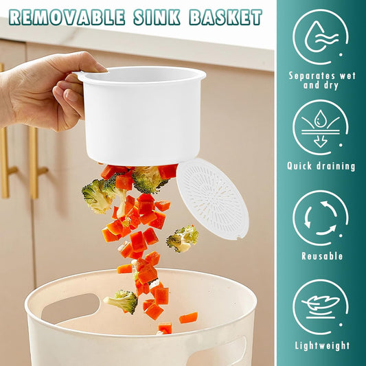 Sink Strainer Basket, Hang on Faucet Kitchen Sink Drain Basket, With Push to Empty & Detachable Fast-Drain V1259-DP01-A-3327