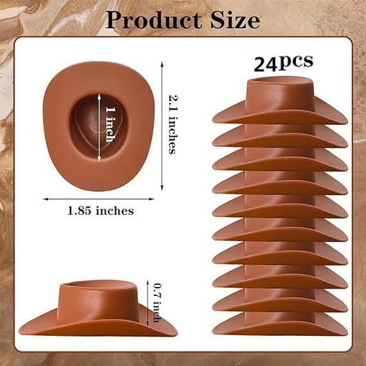 24-Pack Mini Western Hats, Mini Cowboy Hats, Western Mini Cowboy Hats Plastic Micro Doll Hat Craft Kit (Brown) V1259-DP01-A-3339