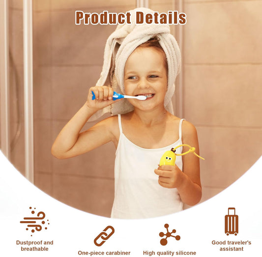 2PCS Banana Toothbrush Case, Portable Toothbrush Holder with Silicone Toothpaste Dispenser, Compact Hanging V1259-DP01-A-3381