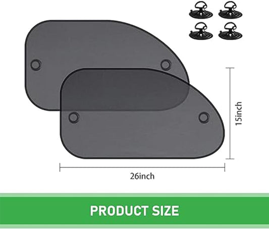 2 PCS Car Front Side Window Sunshade, 25.5" x 14.9" Perfect Arc Fit Mesh Sun Protection Cover,Suitable for V1259-DP01-A-3383