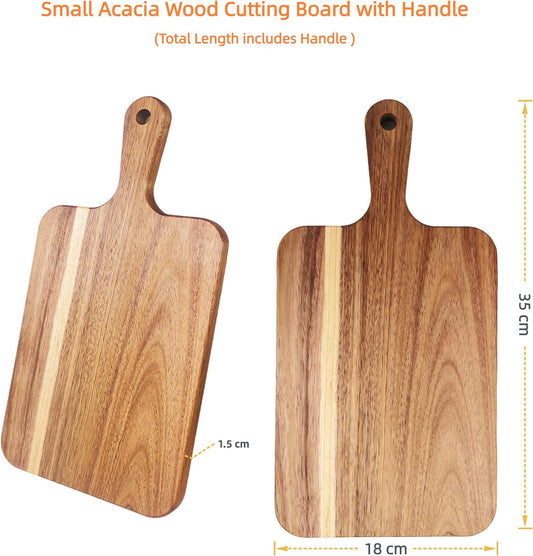 Acacia Wood Cutting Board with Handle, Wooden Cutting Boards, Chopping Board, Charcuterie Board, Serving V1259-DP01-A-3410