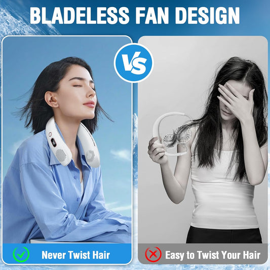Portable Neck Fan, Hands Free Bladeless Neck Fan Rechargeable 3 Speeds & LCD Display, Battery Operated V1259-DP01-A-3416