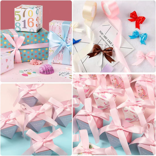 Blush Pink Ribbon 2 Inch x 25 Yards, Satin Fabric Ribbon for Christmas Gift Wrapping, Bows Making, Floral V1259-DP01-A-3427