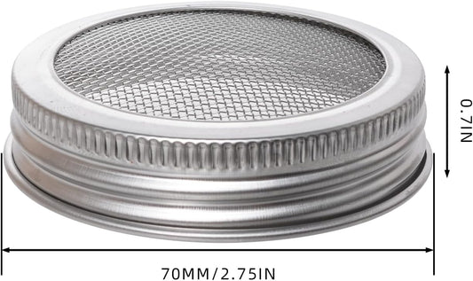 4 Pack Mesh Strainer Jar Stainless Steel Sprouting Jars Mason Wide Mouth Canning Lids for Growing Bean, Seeds V1259-DP01-A-3479