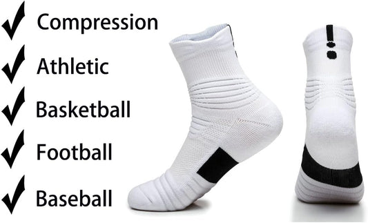 Basketball Socks Cushioned Thick Hiking Cycling Athletic Crew Socks for Men Women Boy V1259-DP01-A-3484