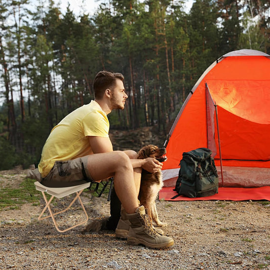 Folding Stool, Portable Camping Stool with Carry Bag, Retractable Foot Rest, Outdoor Folding Chair Stool, V1259-DP01-A-3541