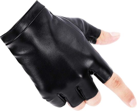 Fingerless PU Faux Leather Gloves, Driving Gloves Outdoor Sports Cosplay Costume Half Finger Glove for Women V1259-DP01-A-3606