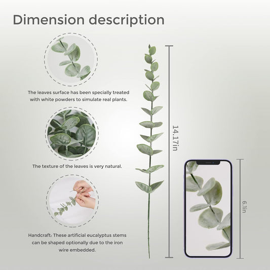 18pcs Eucalyptus Stems Artificial Eucalyptus Leaves Stems Artificial Fake Flowers for Home Office Flowers V1259-DP01-A-3679