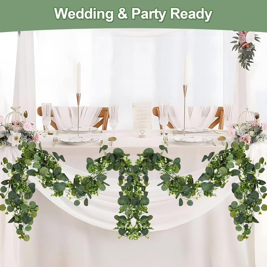 Eucalyptus Garlands, 2 Packs 5.8FT Long Faux Eucalyptus Leaves Garland Plant, Artificial Imitation Silver V1259-DP01-A-3699