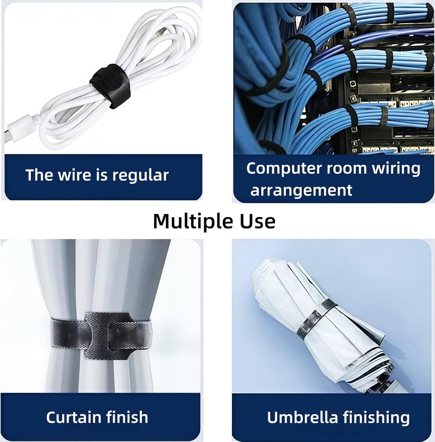 100 PCS 6 Inches Reusable Cable Ties, Adjustable Wire Ties, Cable Organizer, Cord Wrap and Hook Loop Cords V1259-DP01-A-3704