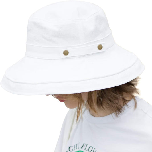 Womens Cotton Wide Brim Sun Hats UPF50 UV Packable Beach Hat Summer Bucket Cap for Travel V1259-DP01-A-3712