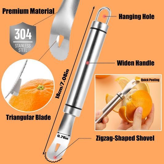 Stainless Steel Orange Peeler Easy and Quick Peeling Long Handle Orange Citrus Peeler Tool Triangle Shovel V1259-DP01-A-3716