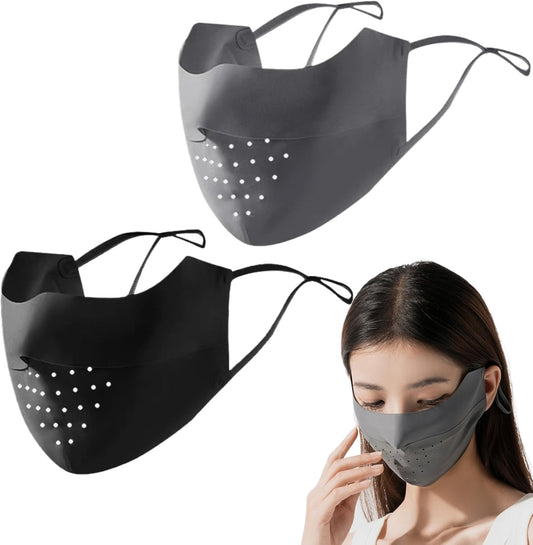 2Pcs Sun Protection Mask Breathable UV Masks UPF 50+ Face Mask for Women Reusable Soft Sunscreen Mask V1259-DP01-A-3841