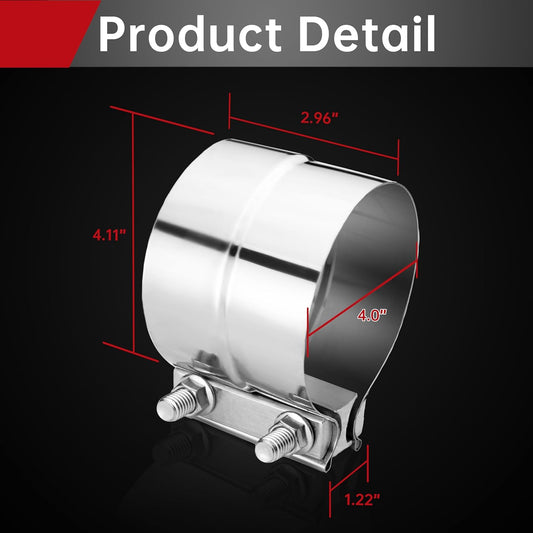 4.0 inch Lap Joint Exhaust Clamp 304 Stainless Steel Material For Exhaust Pipes, Muffler Ends and Exhaust V1259-DP01-A-3849
