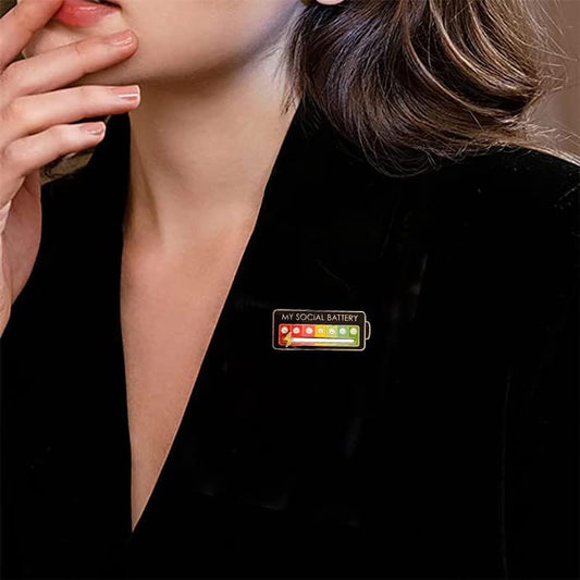 MY SOCIAL BATTERY Enamel Mood Conversion Lapel Pin Badge Funny Social Battery Indicator, 7 Days Mood, Cute, V1259-DP01-A-3899