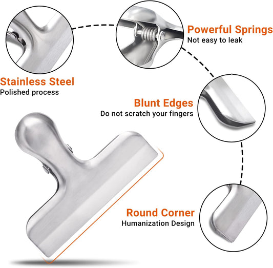 6 Pack Bag Clips, Stainless Steel Chip Clip, Chip Clips Bag Clips Food Clips, Bag Clips for Food, Heavy Duty V1259-DP01-A-3932