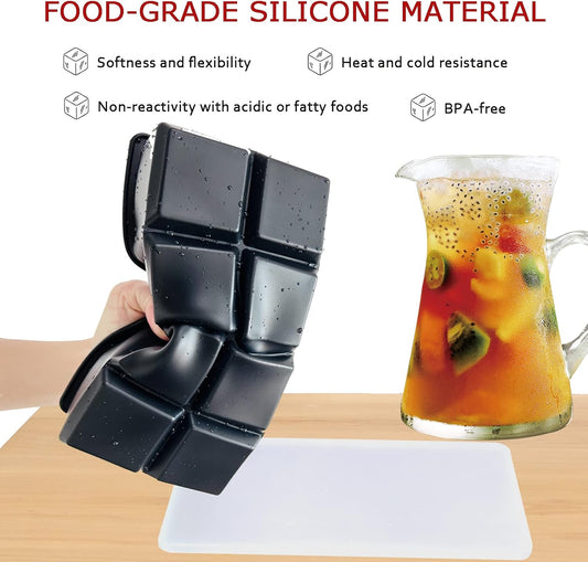 Premium Large Ice Cube Tray - Big 2-Inch Square Silicone Ice Cube Molds with Removable Lids - Food Grade, V1259-DP01-A-3940