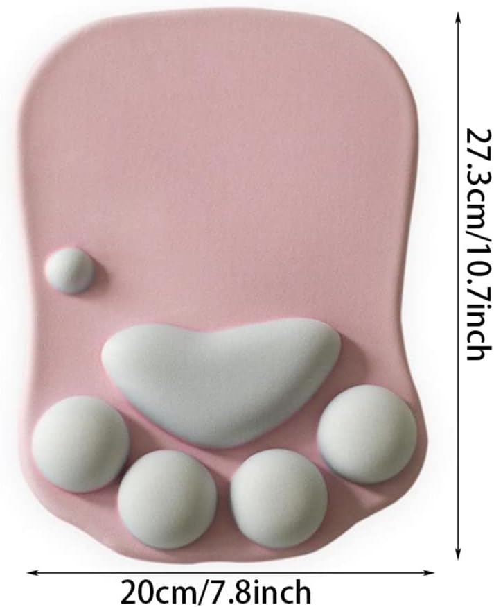 Cat Paw Mouse Pad, Cute 3D Soft Silicone Wrist Rest Support Cushion, Nonslip, Ergonomic Comfort Mouse Mat - V1259-DP01-A-3978
