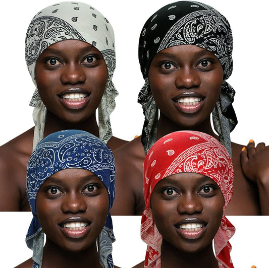 4 Pieces Women Chemo Hat Turban Beanie, Pre-Tied Headwraps Headwear Bandana for Hair Loss V1259-DP01-A-4014